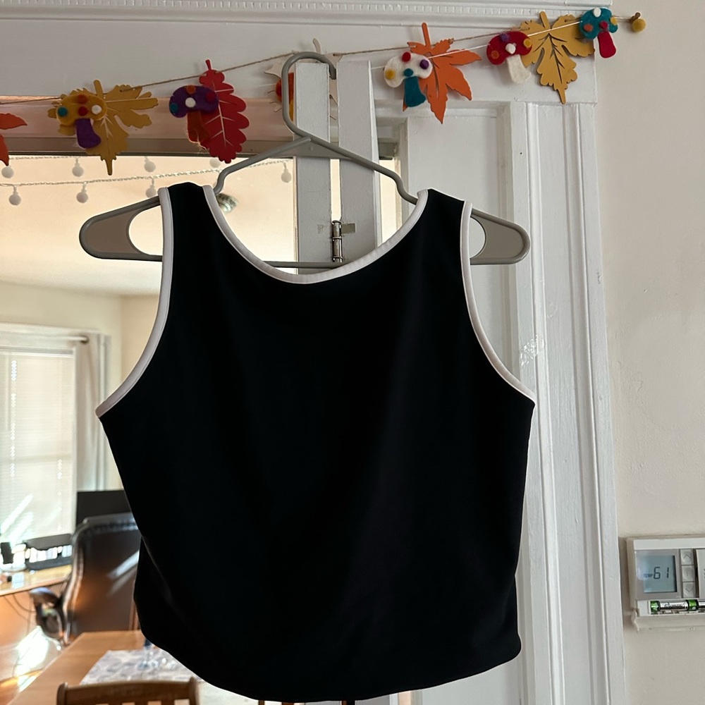Black and White YBP workout crop tank